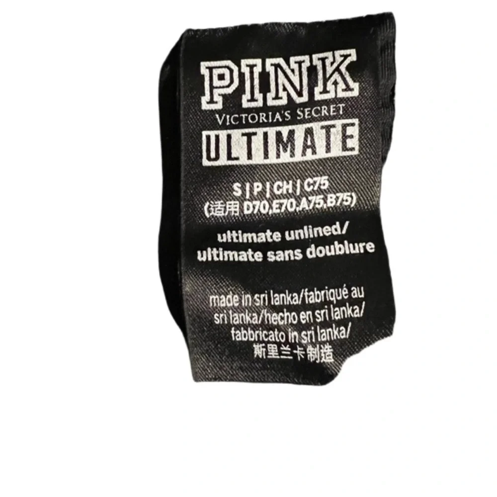 Victoria's Secret PINK Ultimate Unlined Heather Gray Logo Sports Bra Size S - Picture 3 of 4